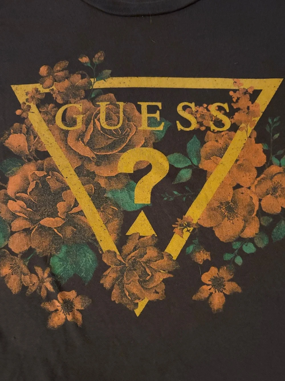 Guess Factory Quinton Floral Triangle Logo Tee Brown Mens Medium - Picture 2 of 6